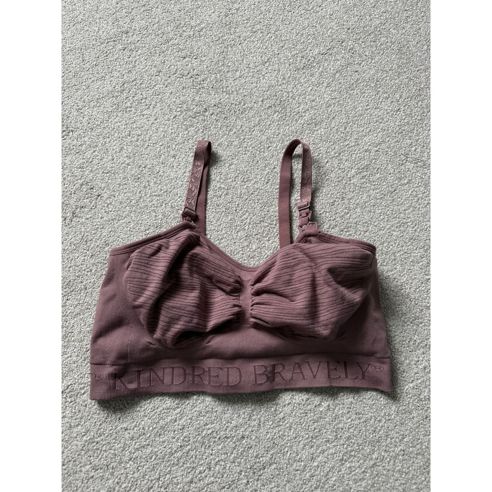 Kindred Bravely Maternity Nursing Bra Size L Mauve Hands-Free Pumping Bra